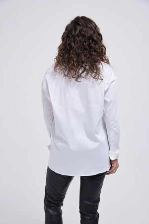 Women's  Poplin Stretch Shirt A-Line Turn Back Cuff